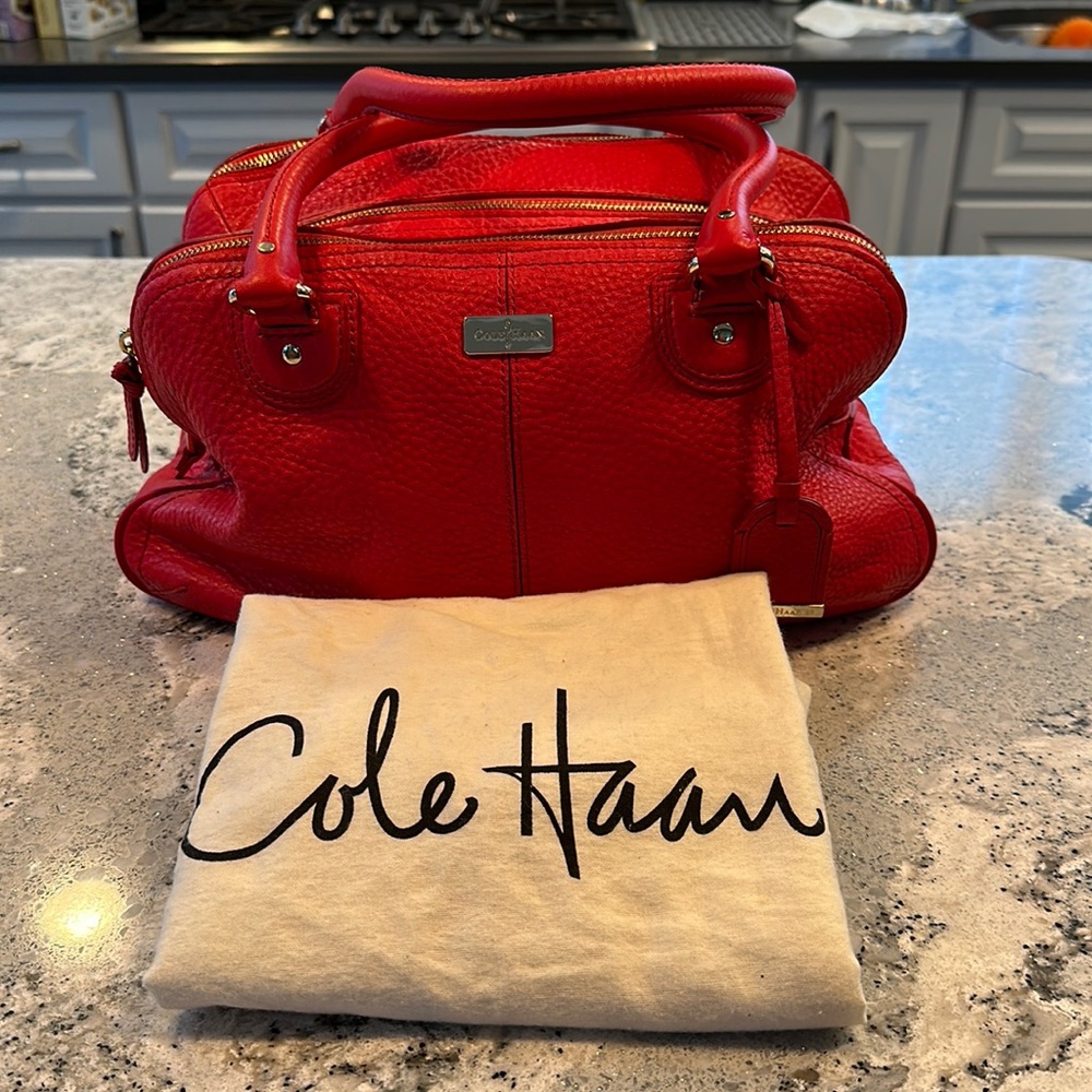 Red Cole Haan Leather Satchel/Shoulder Bag